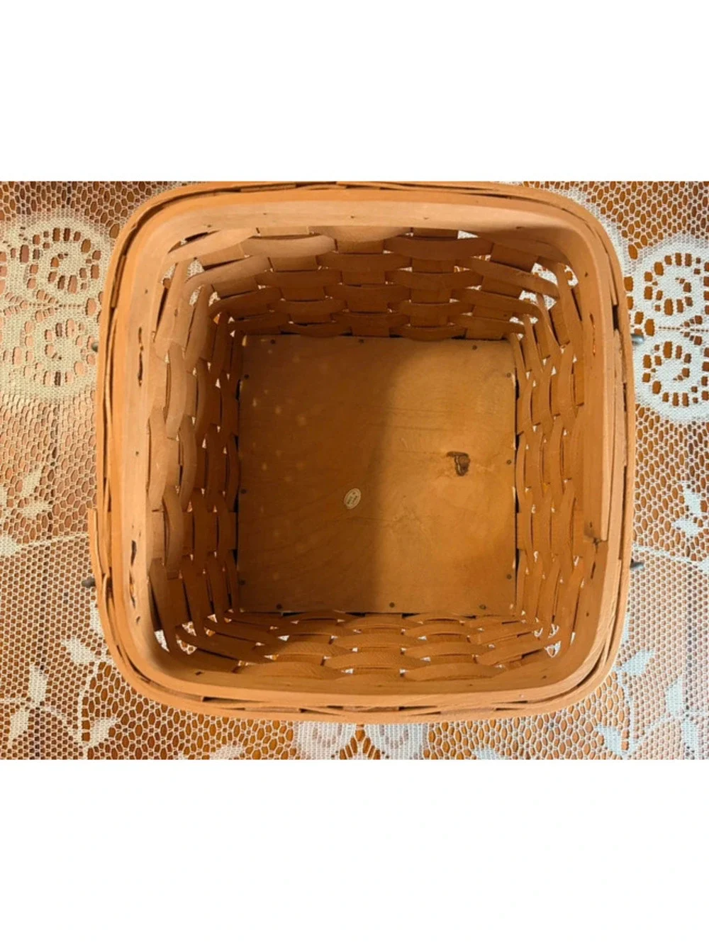Apple Motif Woven Wood Gathering Basket with Swing Handle